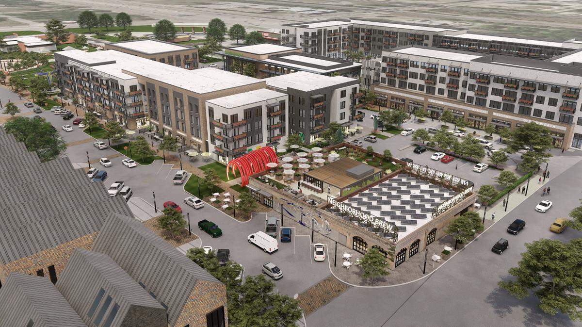 A rendering of an apartment complex