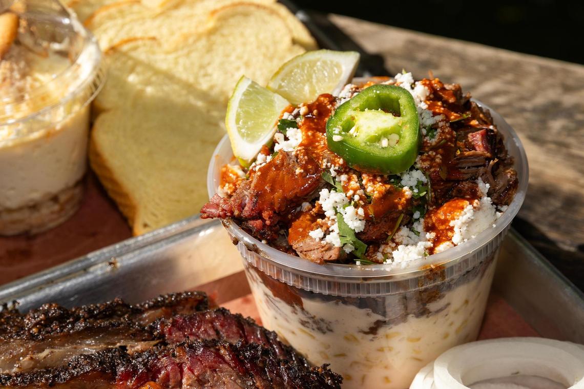 The brisket eloté cup at Panther City BBQ in Fort Worth. Panther City BBQ landed a spot on the Michelin recommended list making it one of the three restaurants Fort Worth to make the prestigious catalog.
