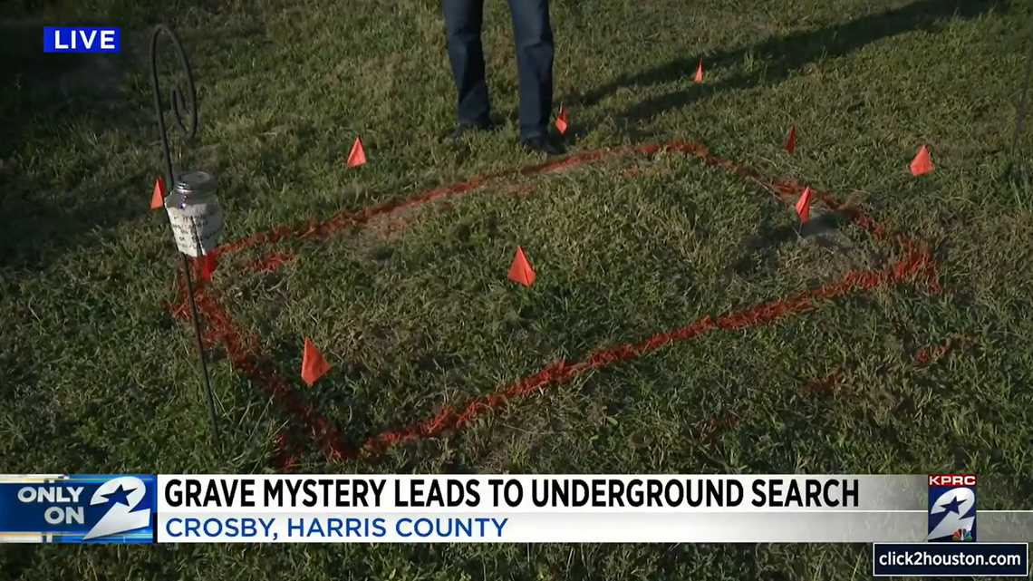 Authorities believe a casket may be buried on this private property in Harris County, Texas.