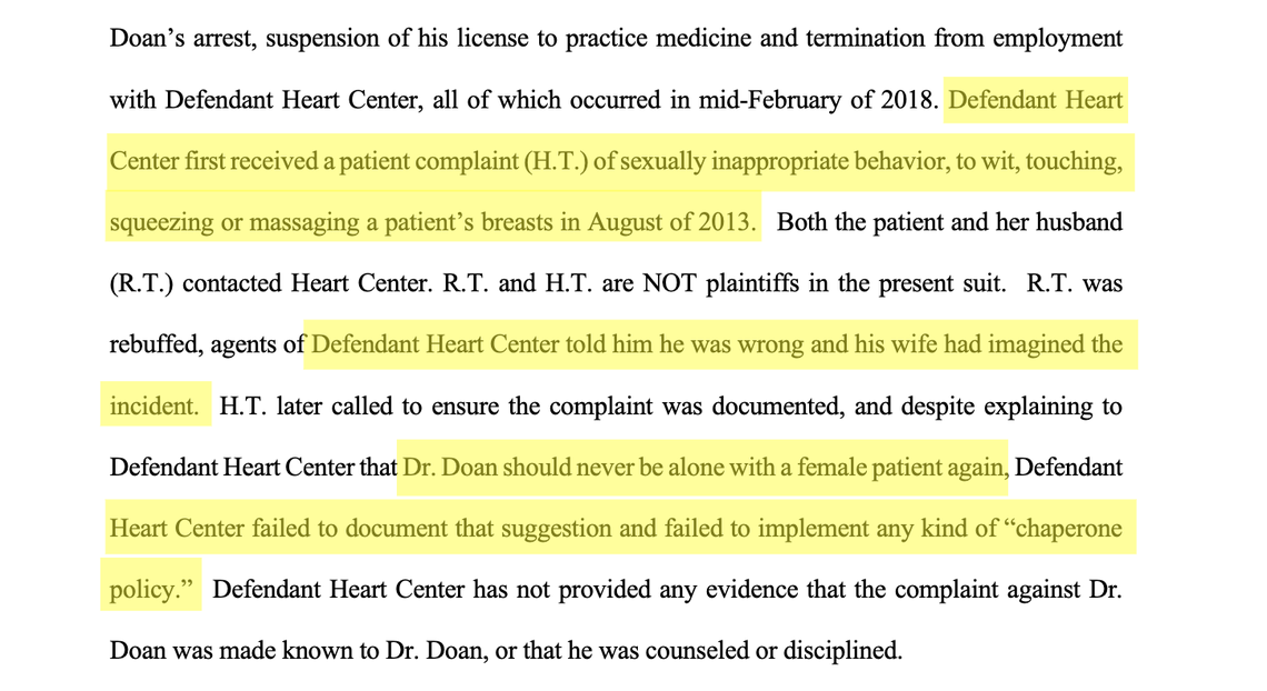 Dennis Doan is accused of sexually assaulting and harassing patients and employees at the Heart Center of North Texas, where he was a cardiologist. The Heart Center ignored complaints as far back as 2013, according to a lawsuit filed against the center.