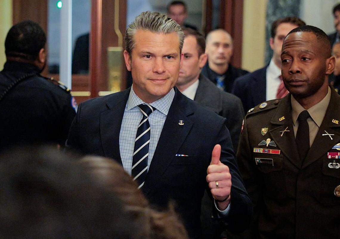 U.S. Secretary of War Pete Hegseth arrives for a briefing with bicameral congressional leadership at the U.S. Capitol on January 05, 2026 in Washington, DC. The briefing addressed U.S. actions in Venezuela, including the capture of Venezuela's Nicolas Maduro and his wife, Cilia Flores. 
