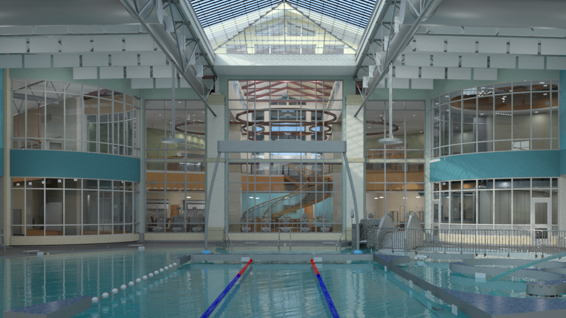 The Champions Club at The Marq fitness club, which is scheduled to open in December, will feature a swimming pool with lanes for exercise and slides.