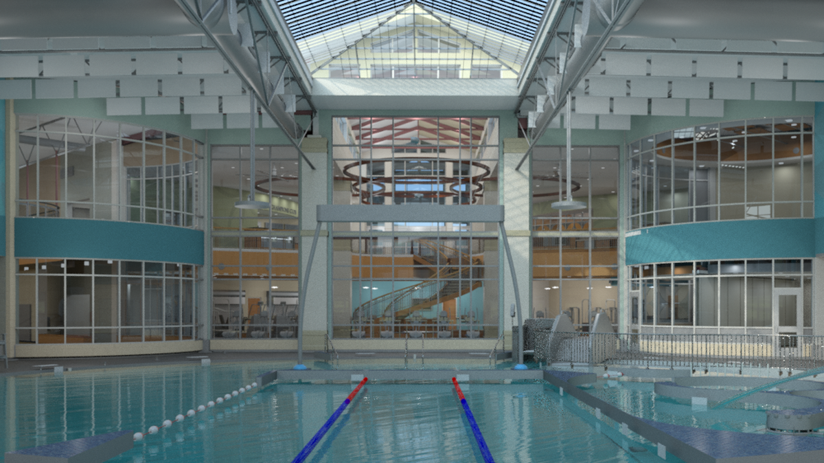 The Champions Club at The Marq fitness club, which is scheduled to open in December, will feature a swimming pool with lanes for exercise and slides.