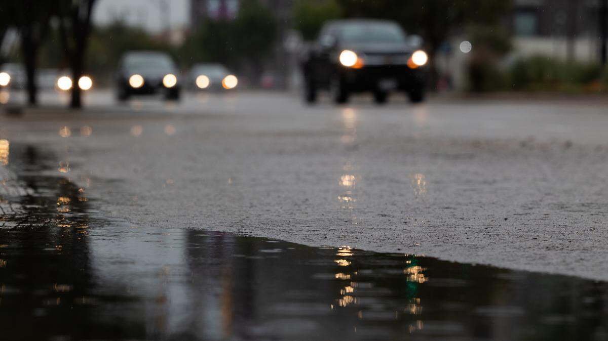 Cars travel on wet roads during a rainstorm Monday, Oct. 24, 2022, in Fort Worth.