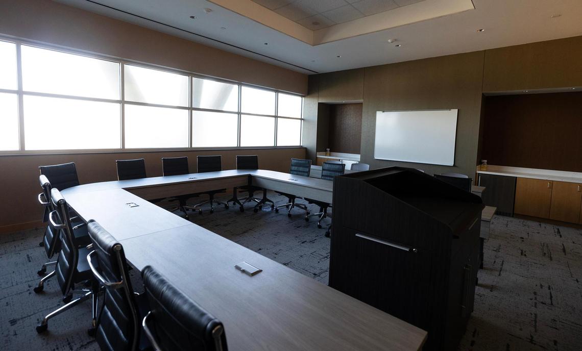 The new executive session room for the Fort Worth City Council on Monday, March 24, 2025. The city will welcome the public into the chambers for the first time on Tuesday.