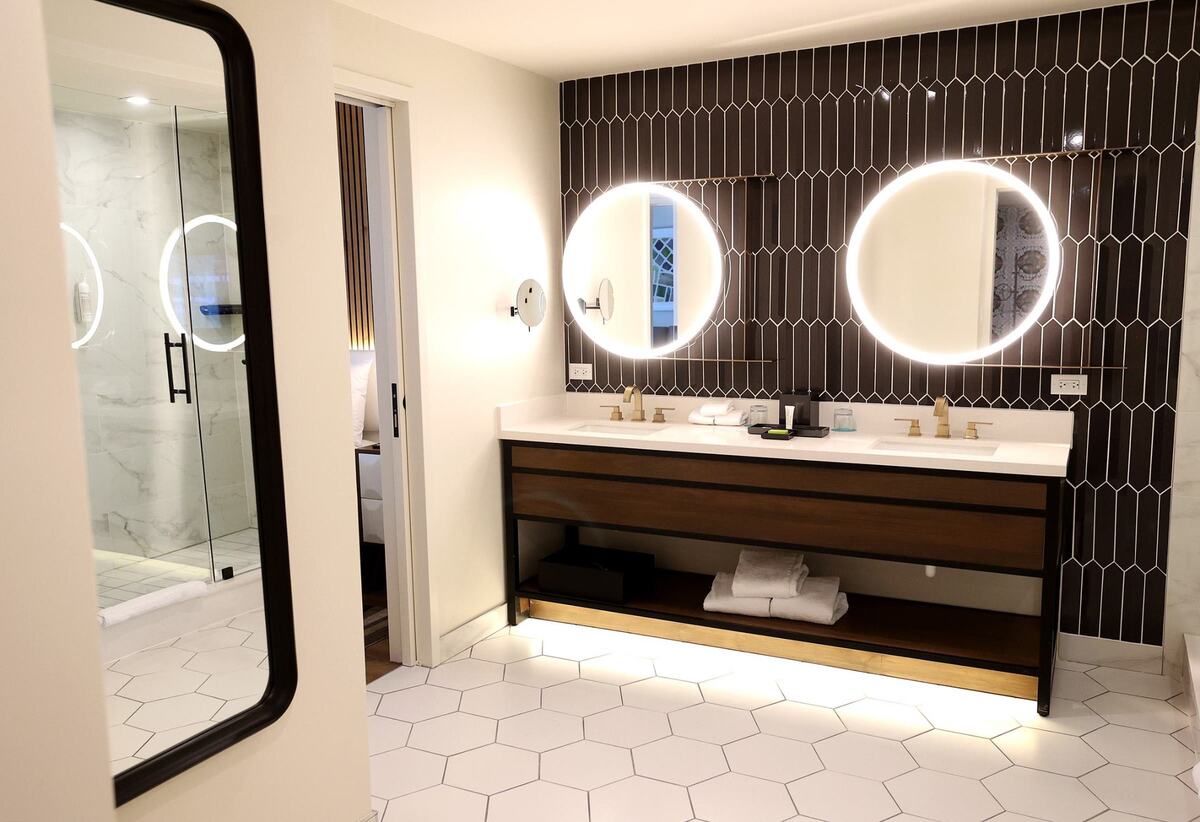 The bathroom of a suite in Le Meridien Downtown Fort Worth on Monday, Aug. 19, 2024.