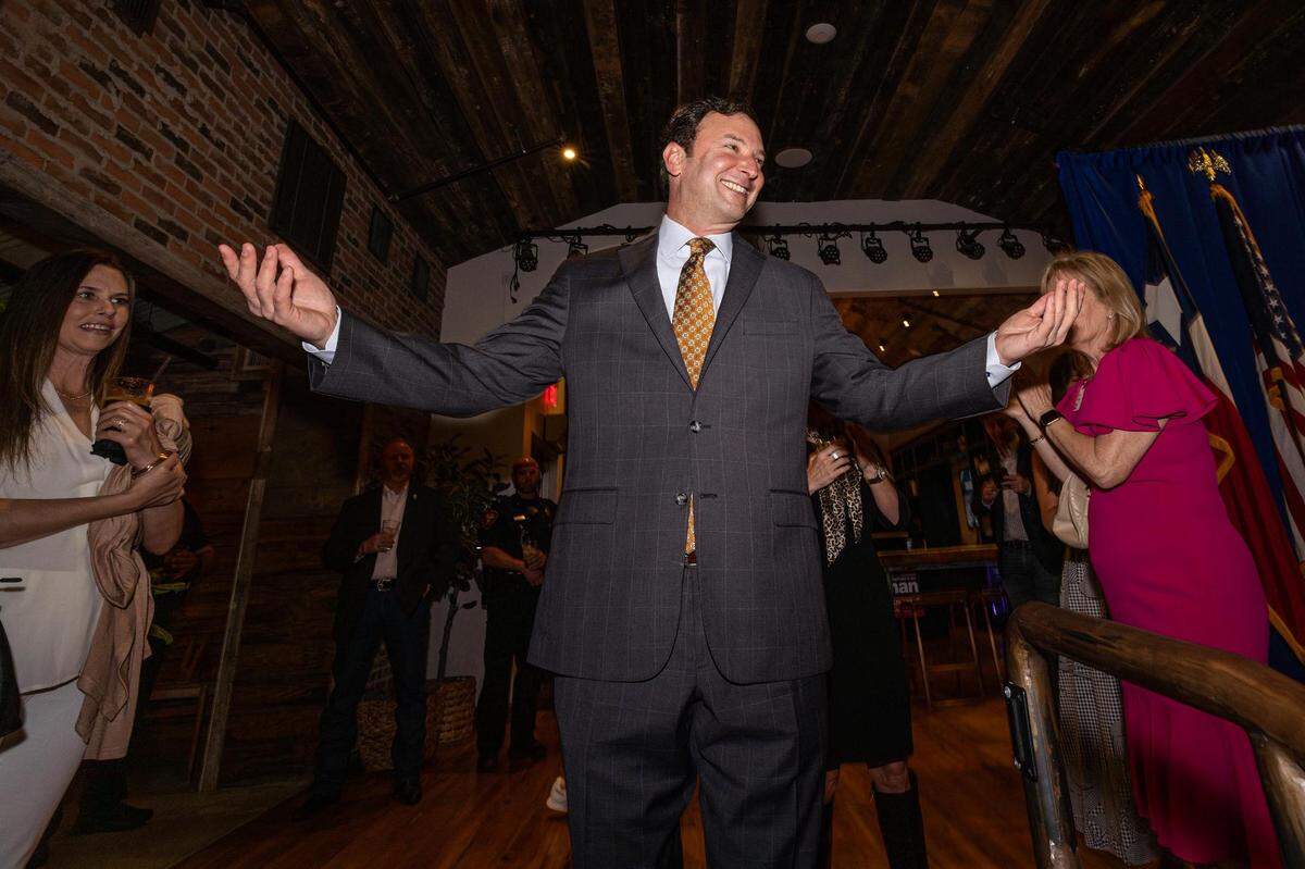 Craig Goldman arrives at his election watch party at Courtside Kitchen on Tuesday, March 5, 2024, in Fort Worth. Goldman is running in the GOP primary to replace U.S. Rep. Kay Granger.