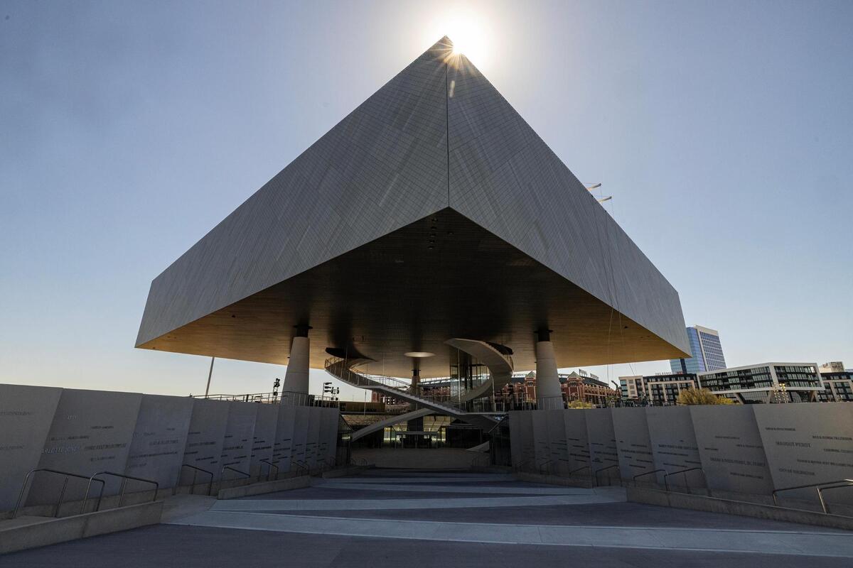 The outside of the new National Medal of Honor Museum located in the Arlington Entertainment District on Wednesday, March 19, 2025. The museum will open its doors to the public on March 25, 2025 after a three-year construction effort.