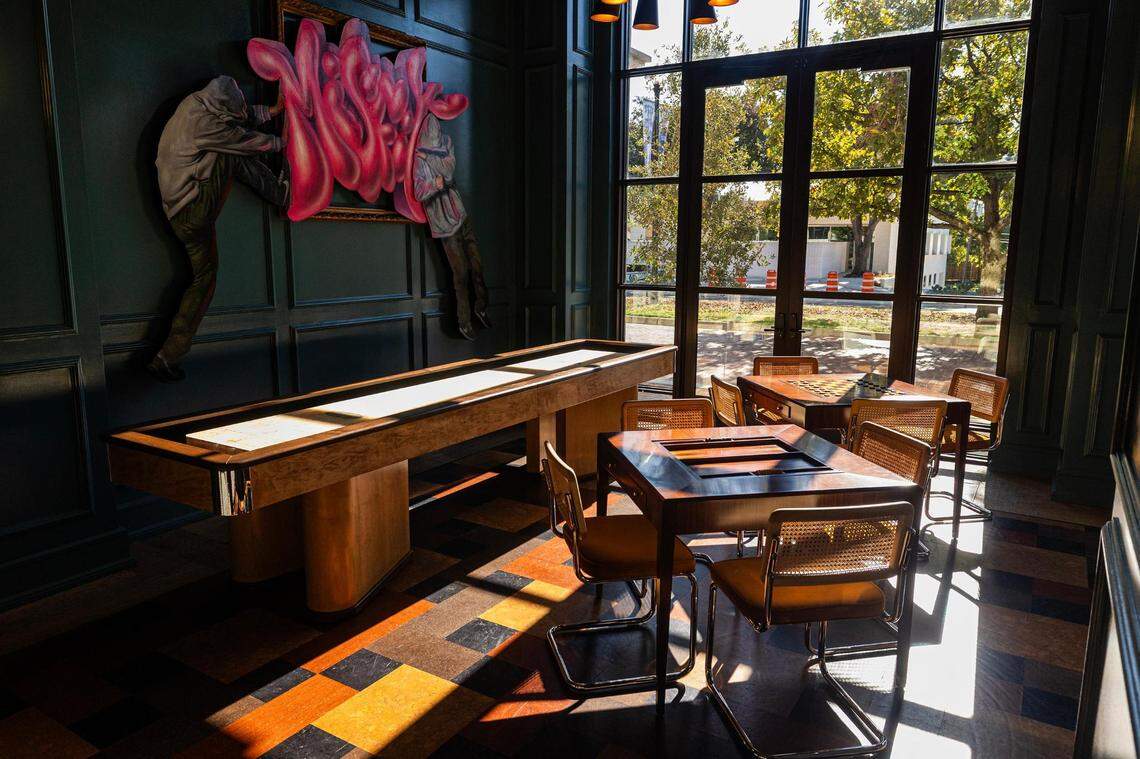 The ‘arcade room’ at the new Bowie House hotel in Fort Worth on Tuesday, Nov. 28, 2023.