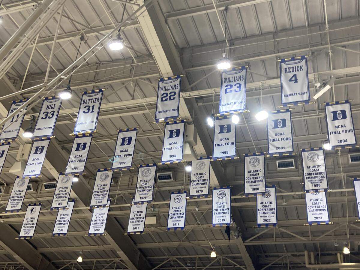 The rafters at Duke’s Cameron Indoor Stadium only include the retired jerseys of players who graduated. New Dallas Mavericks forward Cooper Flagg was the national player of the year at Duke last season, but he spent one season at at Duke before turning pro.
