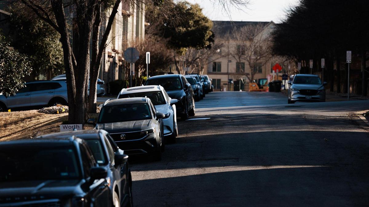 Vehicles parked on Sandage Avenue near TCU on Thursday, Feb. 27, 2025, in Fort Worth.