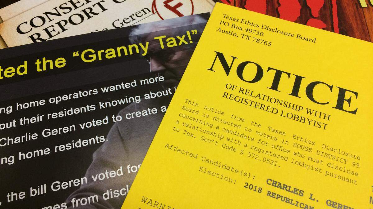 A yellow postcard sent to Fort Worth voters in House District 99 attempts to look like an official notice but isn't one.