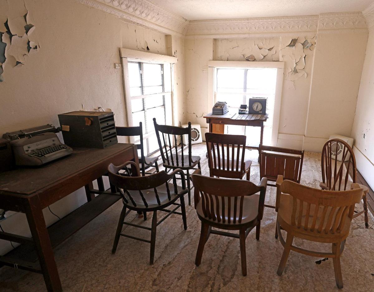 A classroom that once taught women to be secretaries still contains some of the original equipment and furniture at Mount Gilead Baptist Church.