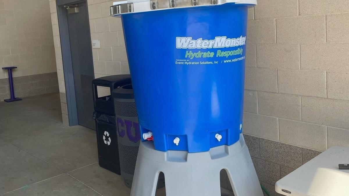 The WaterMonster locations are located throughout Amon G. Carter Stadium to help fans stay hydrated amid the Texas heat.