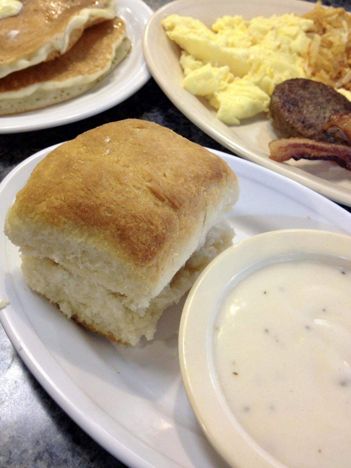The glorious biscuits at Bluebonnet Cafe.