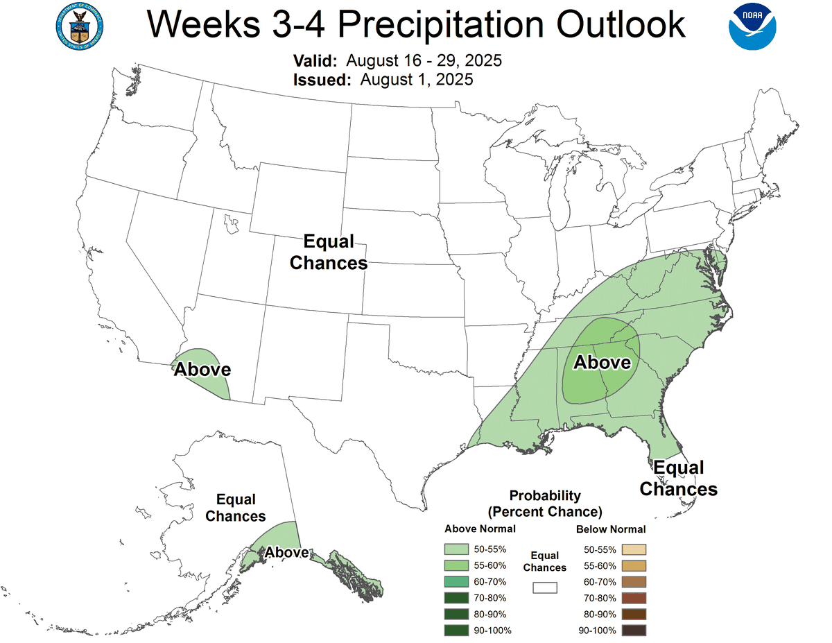 The 3-4 week precipitation outlook for the U.S.