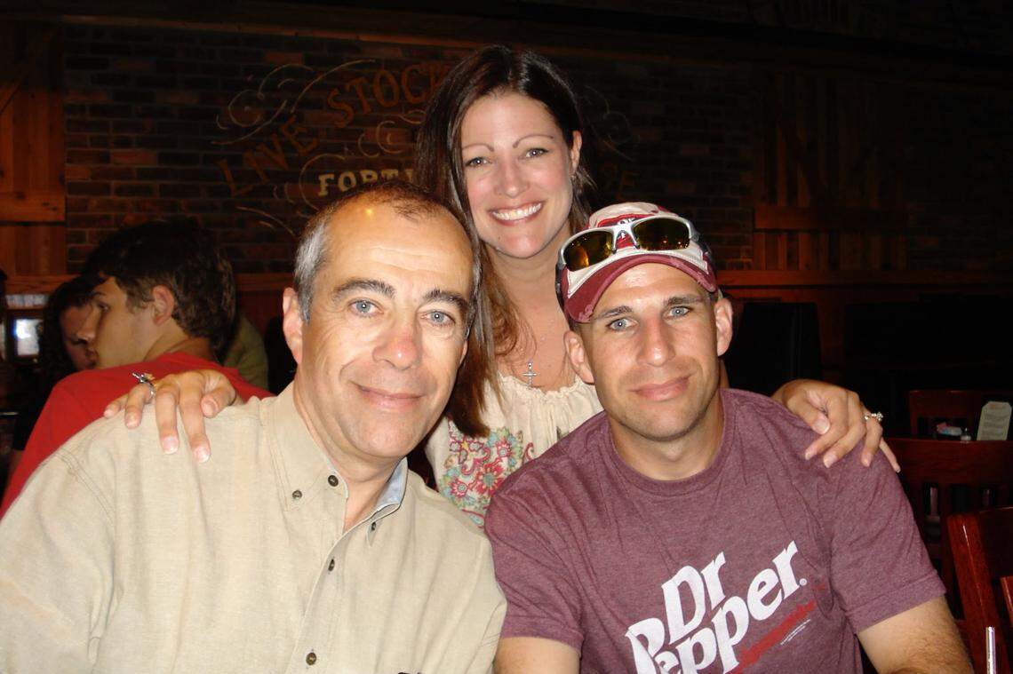 Angela Cutrer Strussion with her father, Eddie Cutrer, left, and brother Eddie Jr.