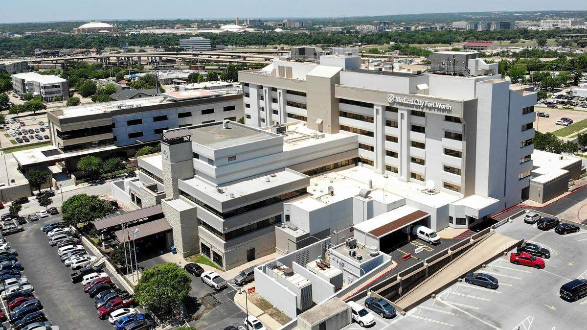 An aerial view of Medical City Fort Worth on May 12.