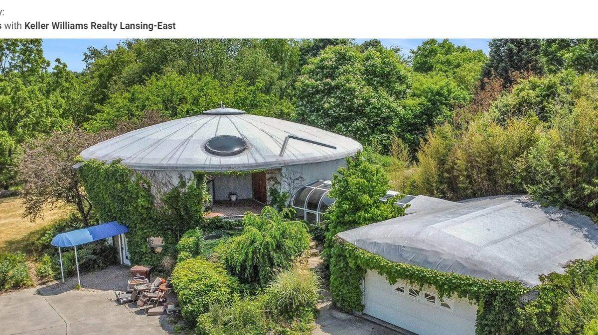 Exterior of the unusually shaped house