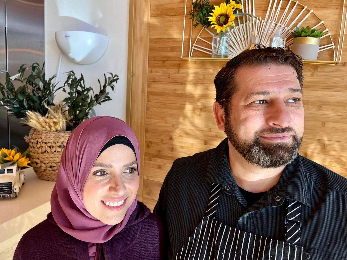 Eman Hamod and Khalid Daibes in Galiliee Falafel & Shawarma Nov. 27, 2022.