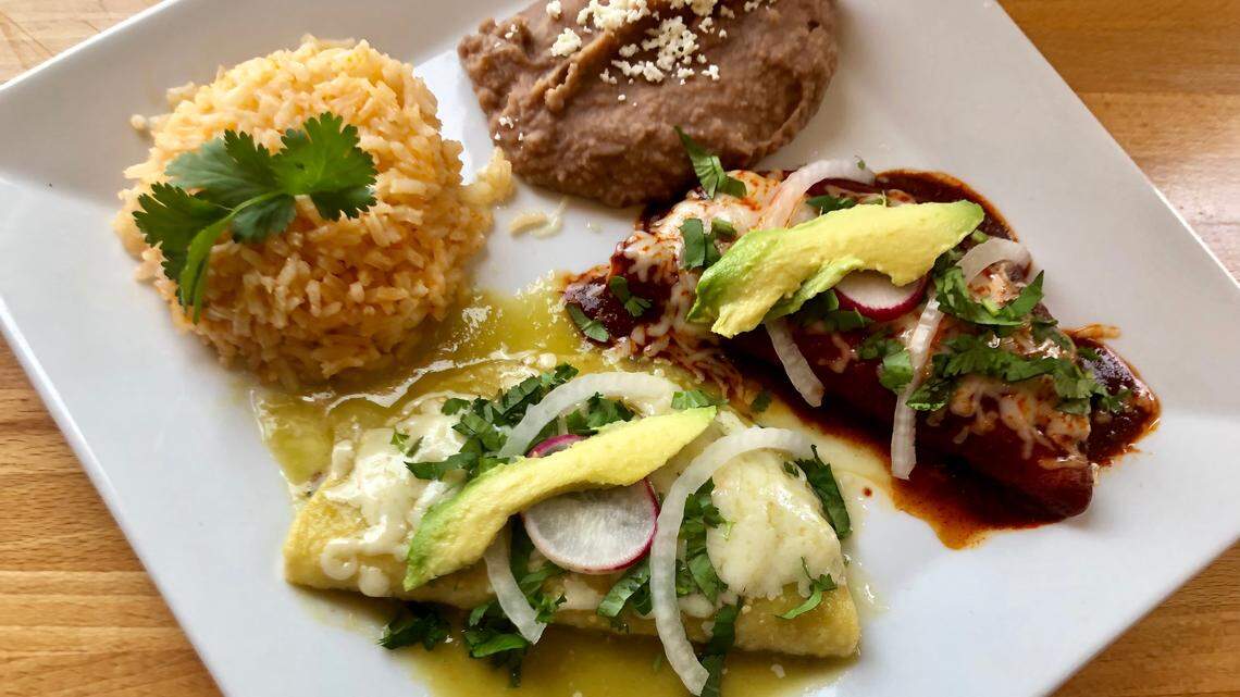 Spinach and guajillo enchiladas at Paco’s in Fort Worth.