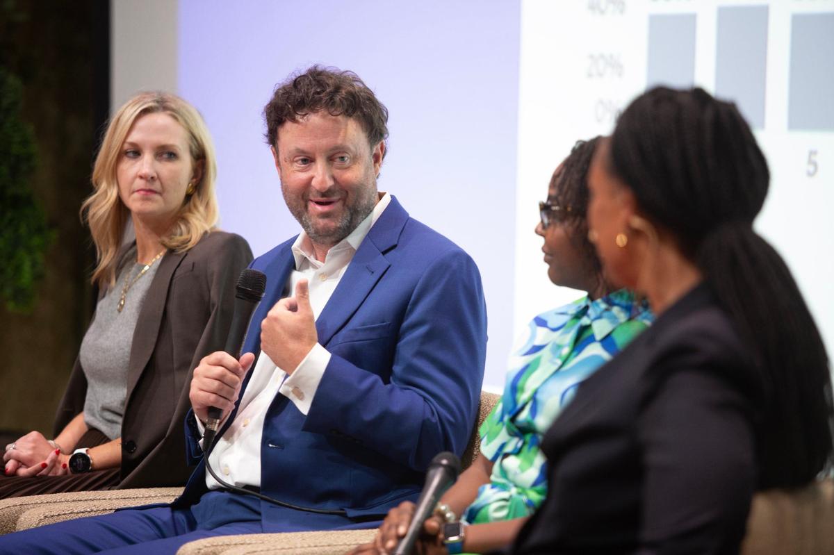Brent Beasley speaks during the ‘Is Reading a Civil Right?’ panel discussion event at the Fort Worth Botanic Garden on Tuesday, Oct. 8, 2024.