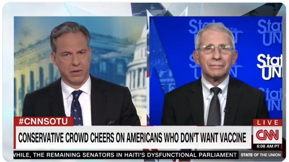 Dr. Anthony Fauci speaks with CNN’s Jake Tapper.