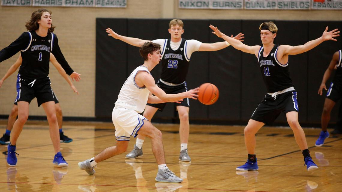 Burleson Centennial’s Jeb Tobin (1) scored 29 points last week vs Grapevine.