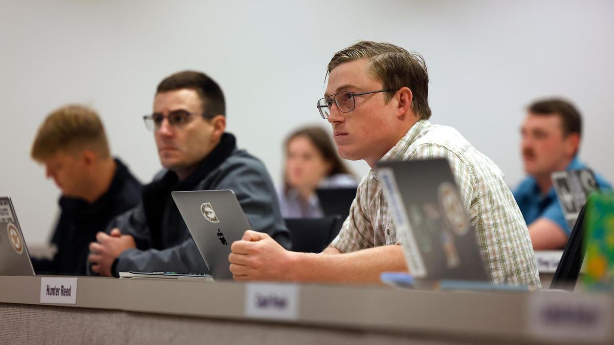 Students enrolled in the Ranch Management program prepare to take final exam on Monday, May 5, 2025, at Texas Christian University.