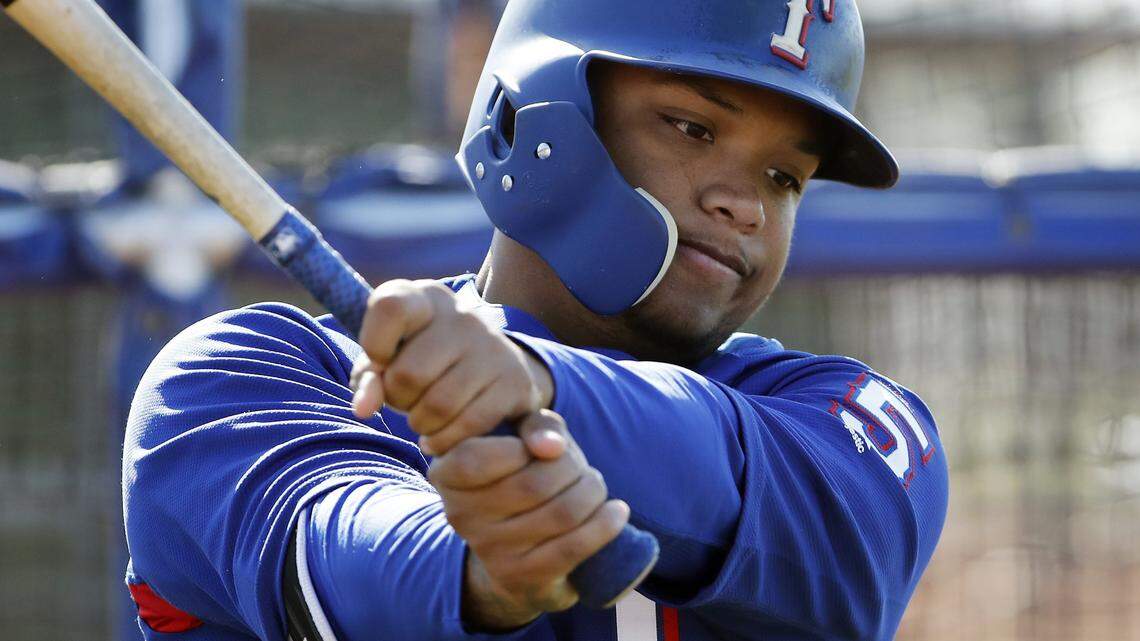 Rangers' prospect Willie Calhoun, the prize acquisition in the Yu Darvish trade, remains in Triple A where he has struggled at the plate this season.