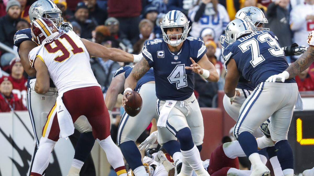 Dallas Cowboys quarterback Dak Prescott was evaluated for a concussion in the second quarter but was cleared to return. He came back and hit Michael Gallup for a 49-yard scoring pass to tie the Washington Redskins at 7-7 with a minute left in the first half.