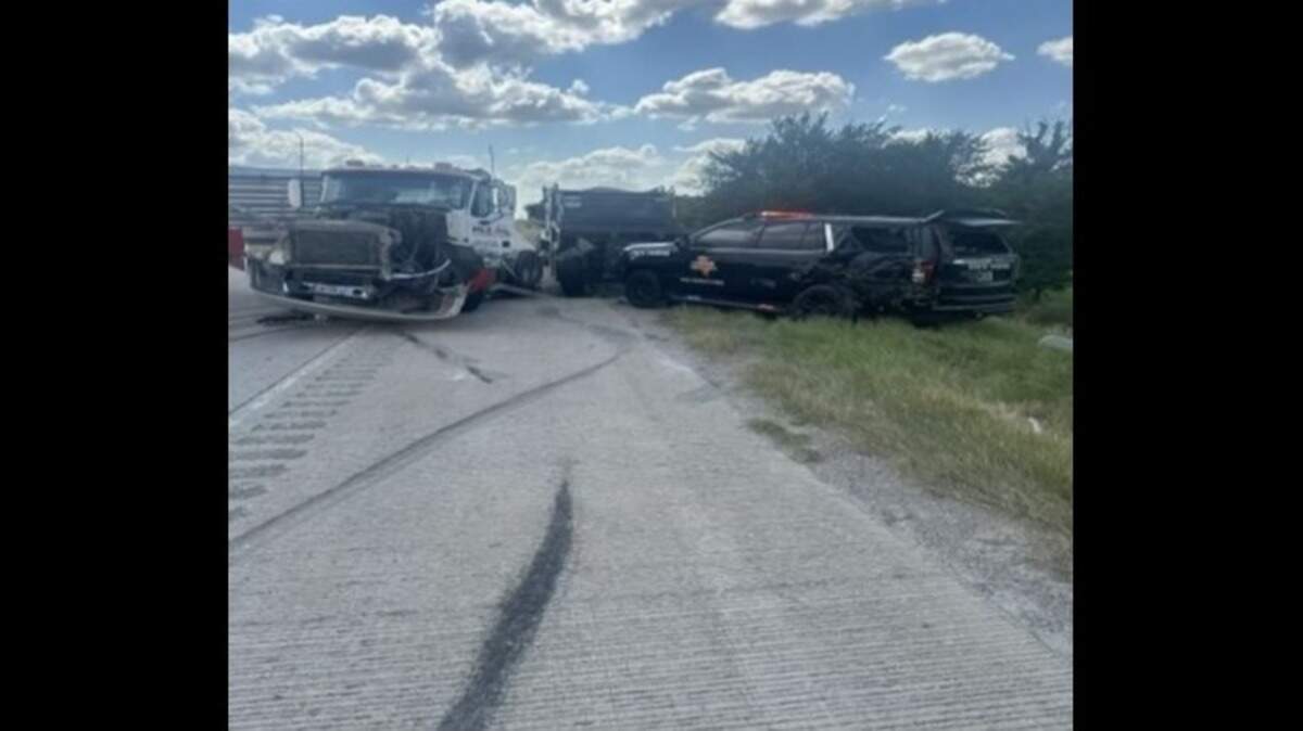 A Texas Department of Public Safety patrol unit was hit by an 18-wheeler on U.S. ​380 in Wise County on Thursday.