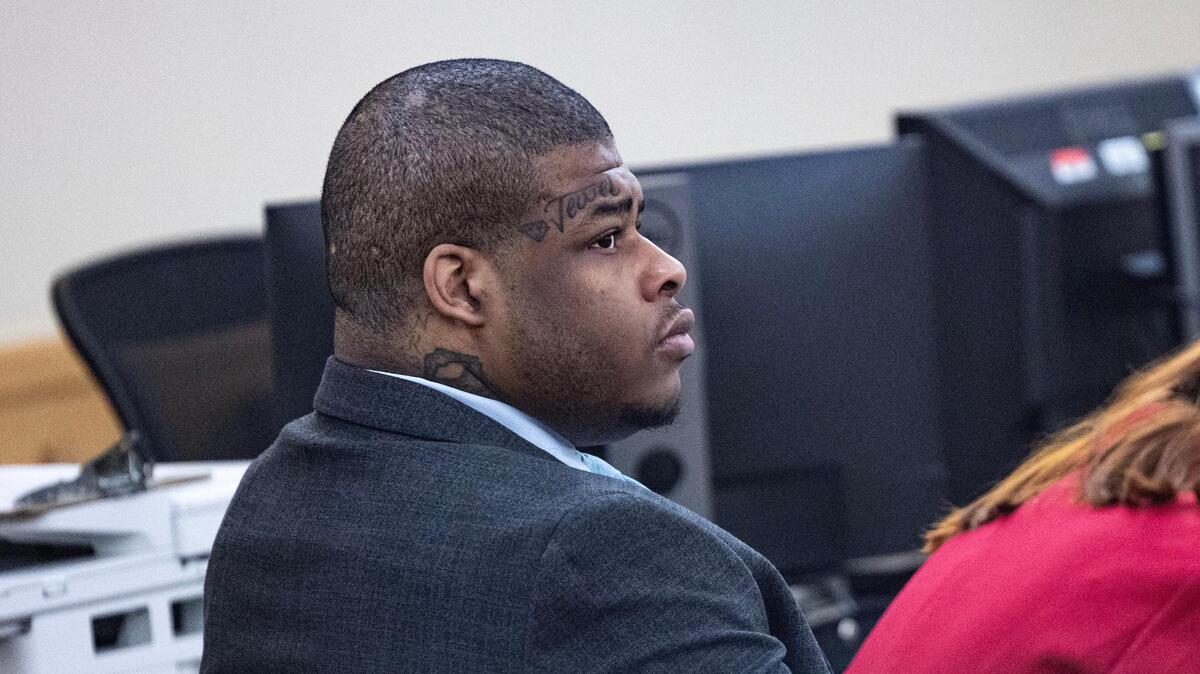 Defendant Cameron Stephens appears in court for his murder trial in Tarrant County on Thursday, May 22. He was found guilty in the June 2021 shooting death of Dai’trell Teal at Six Flags Hurricane Harbor in Arlington, Texas.