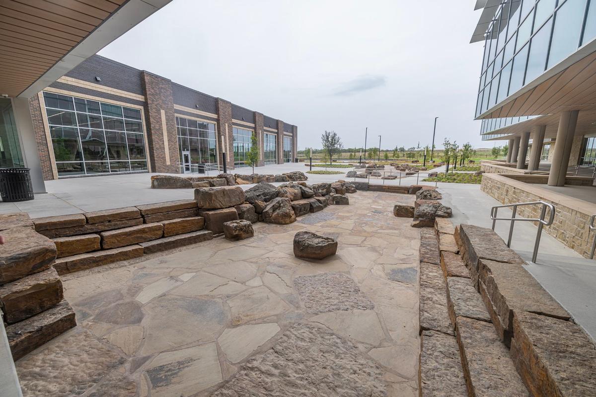 The main courtyard at the new Eagle Mountain High School on Bonds Ranch Road.