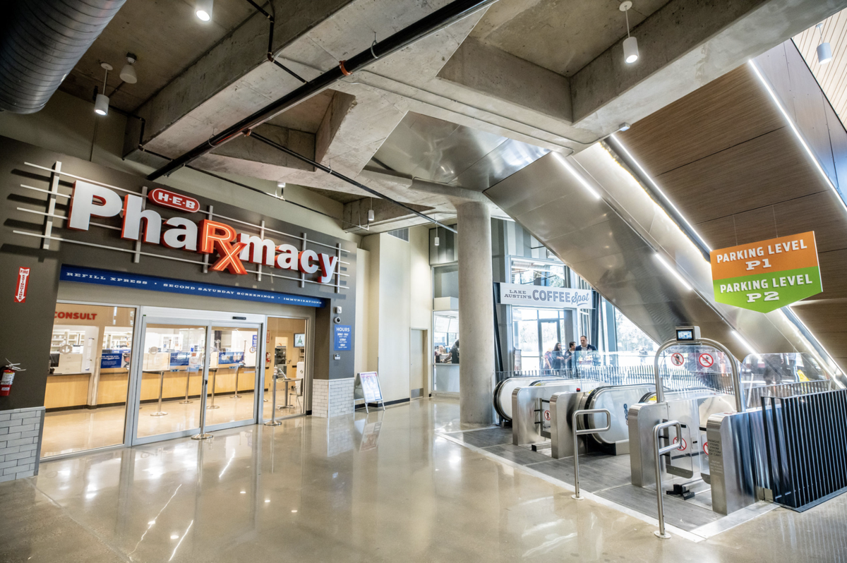 H-E-B’s new Lake Austin location features a pharmacy on the first floor.