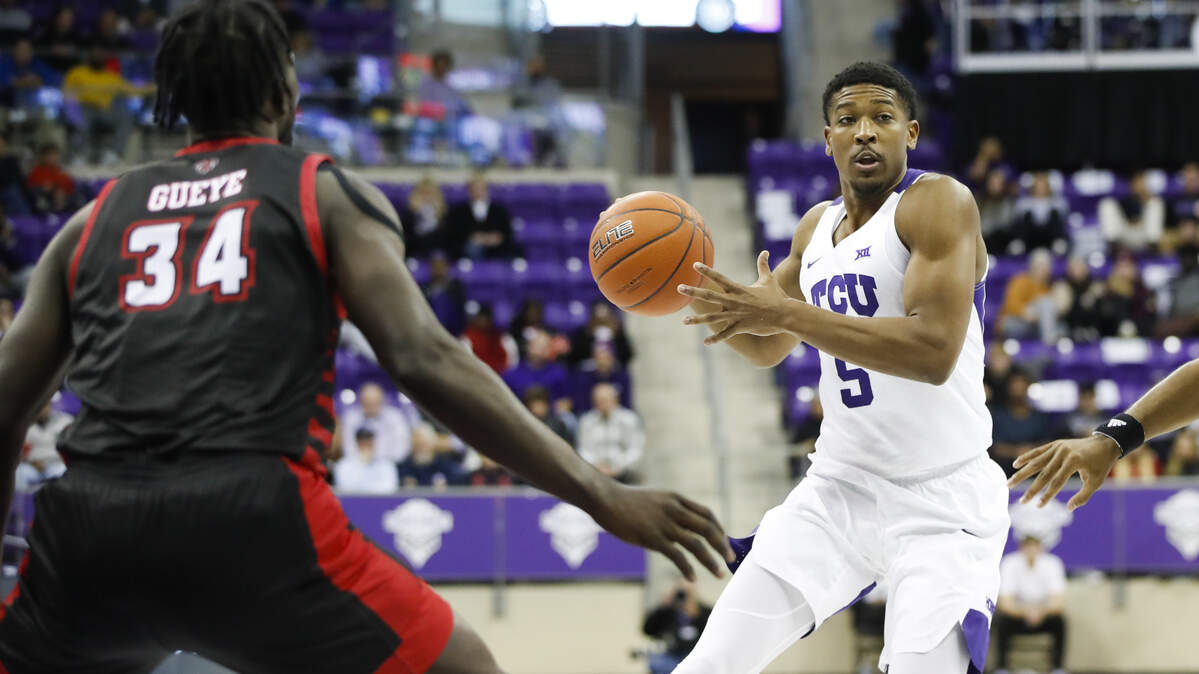 TCU guard Jaire Grayer handles the ball against Louisiana-Lafayette in an NCAA men’s college basketball game at Schollmaier Arena in Fort Worth, Texas, Tuesday, Nov. 12, 2019. The Horned Frogs won 98-65.