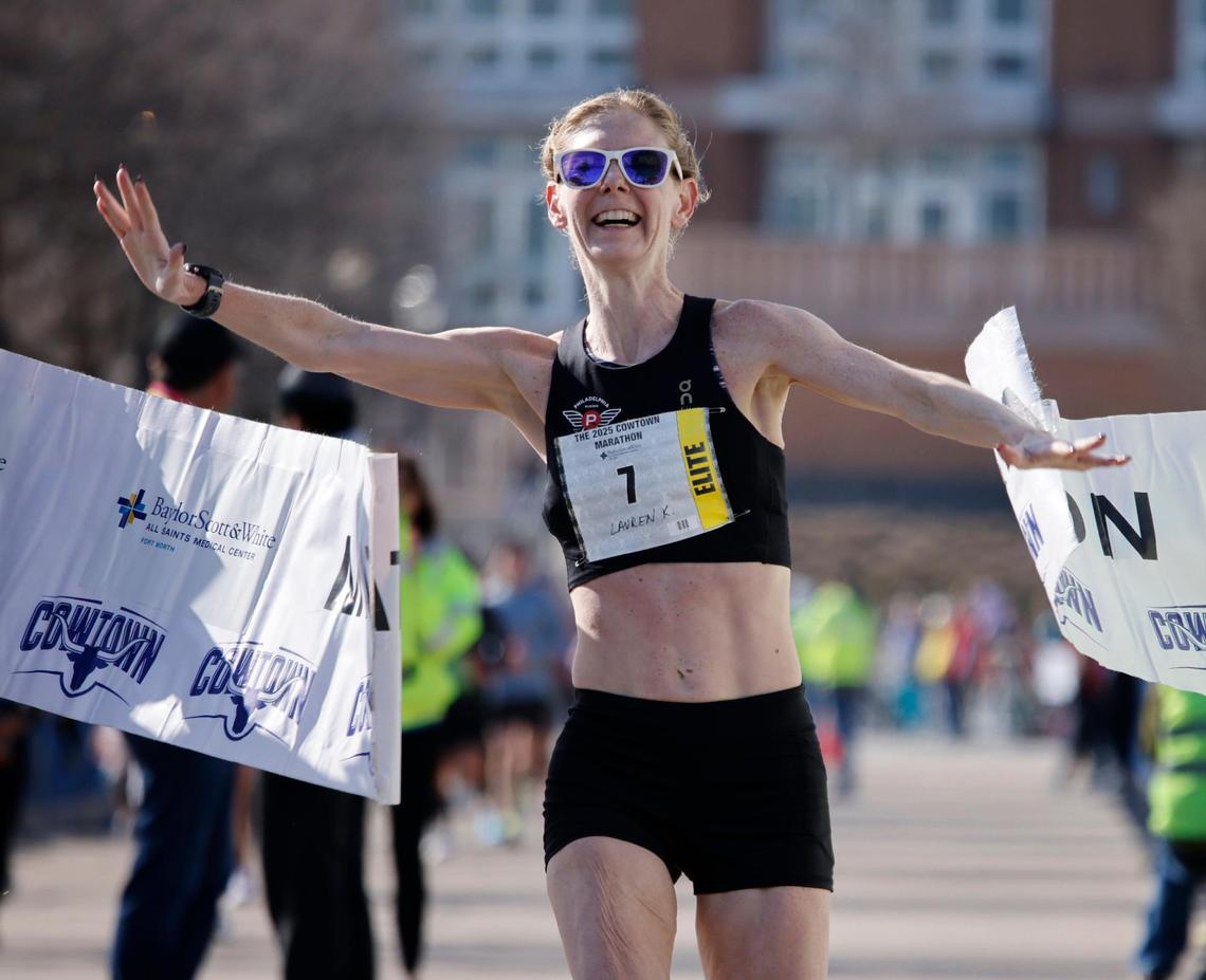 Kelly Lauren won the women’s 2025 Cowtown marathon with a time of 02:52:50 at the Will Rogers Memorial Center in Fort Worth, Texas, Sunday, Feb. 23, 2025.