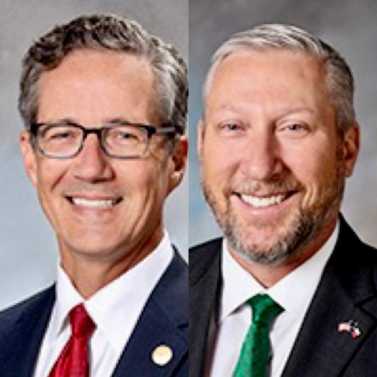 State Sens. Kelly Hancock, left, and Drew Springer are on one activist’s list of possible swing voters in the removal trial of Attorney General Ken Paxton.