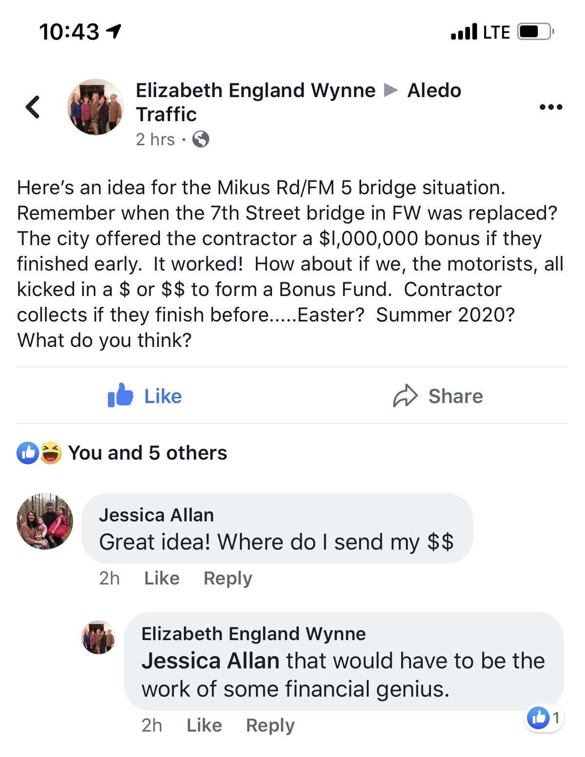 A Facebook group vents about Aledo-area traffic.