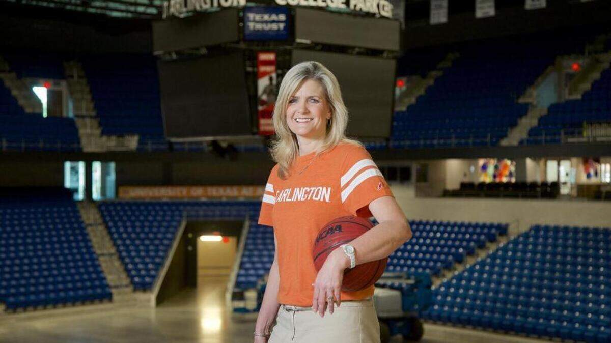 UT-Arlington women’s basketball coach Krista Gerlich poses for a photo at UT-Arlington’s College Park Center, Monday, March 27, 2017.