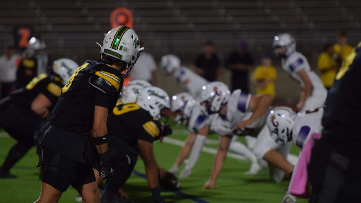 Benbrook faces off against Godley during a high school football game at Clark Stadium in Fort Worth, Texas Friday, October 18, 2024.