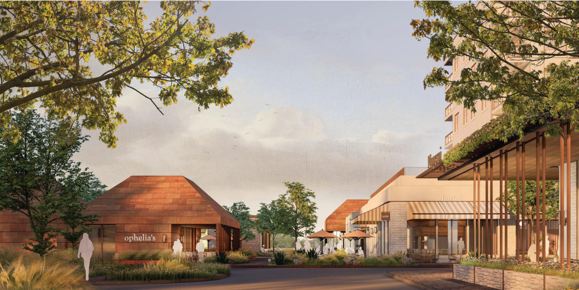 The proposed Merrimac development’s “retail grove.”