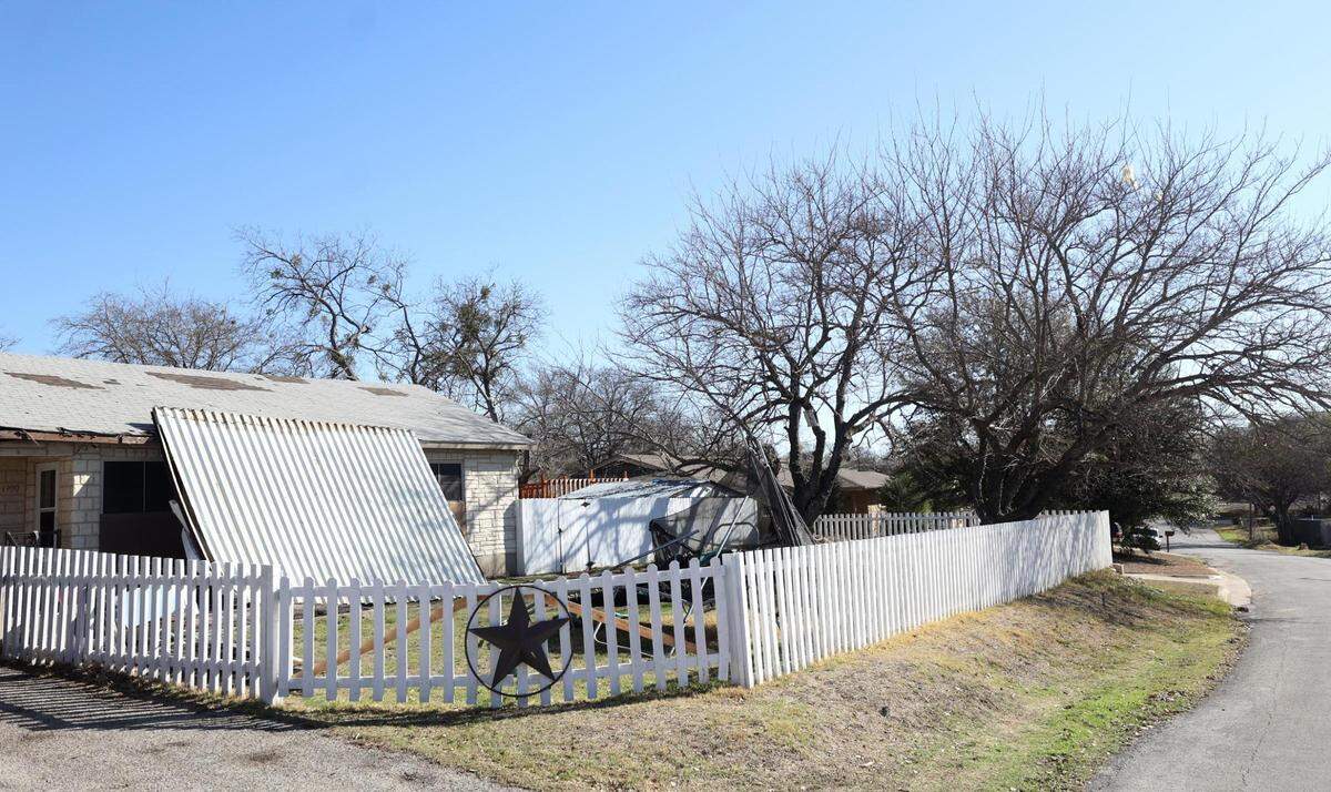 Damage can be seen on Wednesday, March 23, 2022, at a home on Montrose Drive in River Oaks. A handful of homes in the neighborhood had damage following a tornado Monday evening.