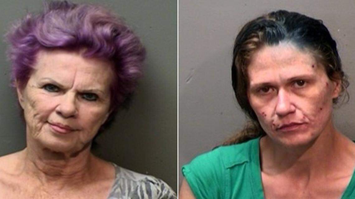 Penny Crist (l) and her daughter, Anna Belle Crist, are accused of burglarizing a building last month and taking heavy marble floor tiles.