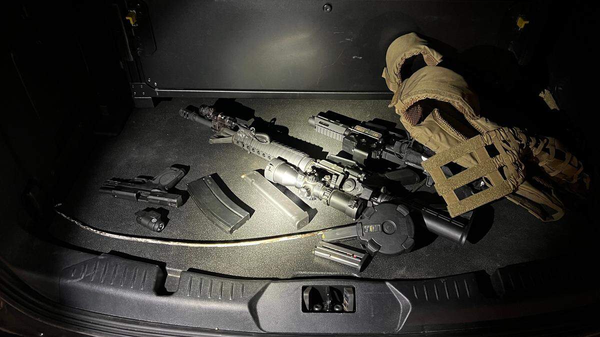 White Settlement police discovered a rifle, a handgun, AR-style pistol and two explosive devices from a suspicious van. 
