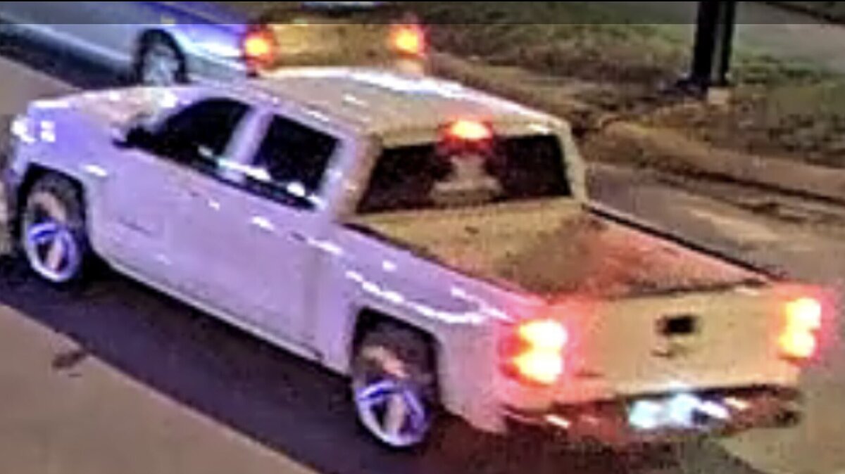 A white Chevrolet truck hit and killed a pedestrian who was crossing Wichita Street in Fort Worth on Jan. 25, 2023. The driver did not stop or render aid.