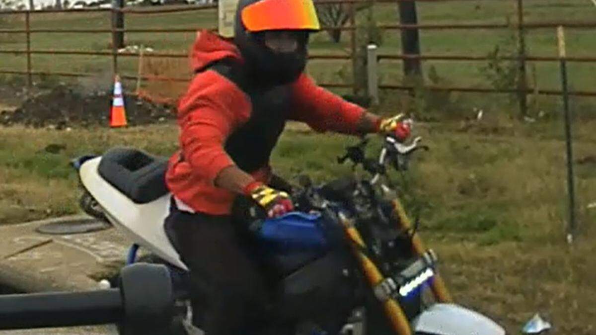 White Settlement police are looking for this motorcyclist who is suspected of fleeing from a police officer who tried to stop him on Friday.