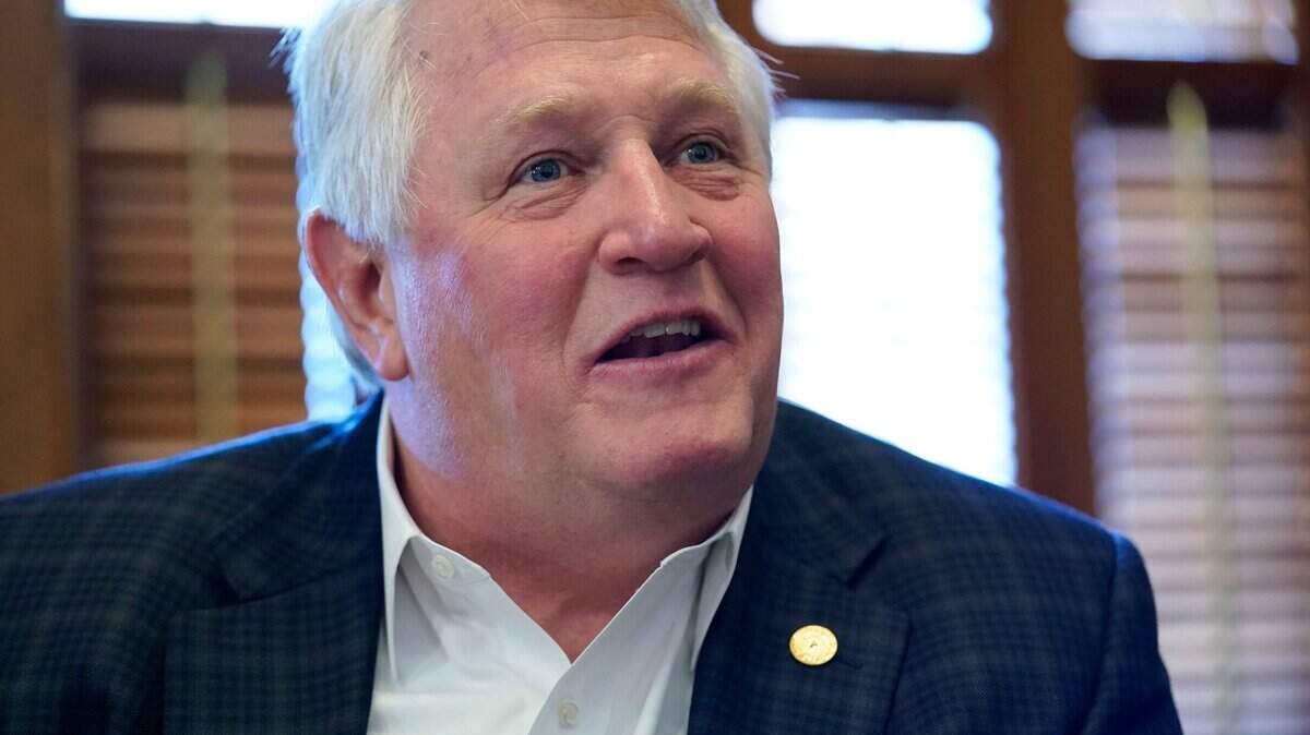 FILE - Texas Secretary of State John B. Scott talks about the upcoming election on Feb. 10, 2022, in Austin, Texas. Scott, who is the lead official in charge of elections, resigned Monday, Dec. 5, 2022, after a year in office, according to a statement from his office. (AP Photo/Eric Gay, File)