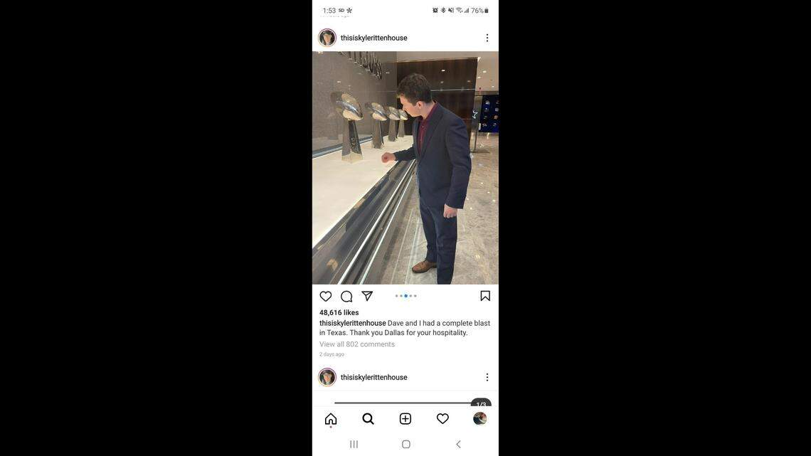Kyle Rittenhouse, the 18-year-old who was acquitted of murder charges after fatally shooting two men in Kenosha, Wisconsin, in August 2020, posted images on social media at the Dallas Cowboys’ headquarters on Tuesday.