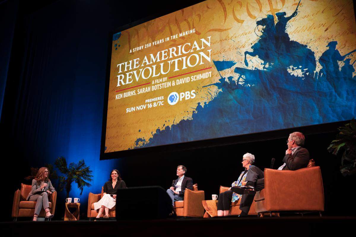 Filmmakers Ken Burns and Sarah Botstein took part in a panel discussion with historians Jane Kamensky and Rick Atkinson at the Winspear Opera House in Dallas on June 3, 2025, prior to screening portions of the upcoming documentary “The American Revolution.”